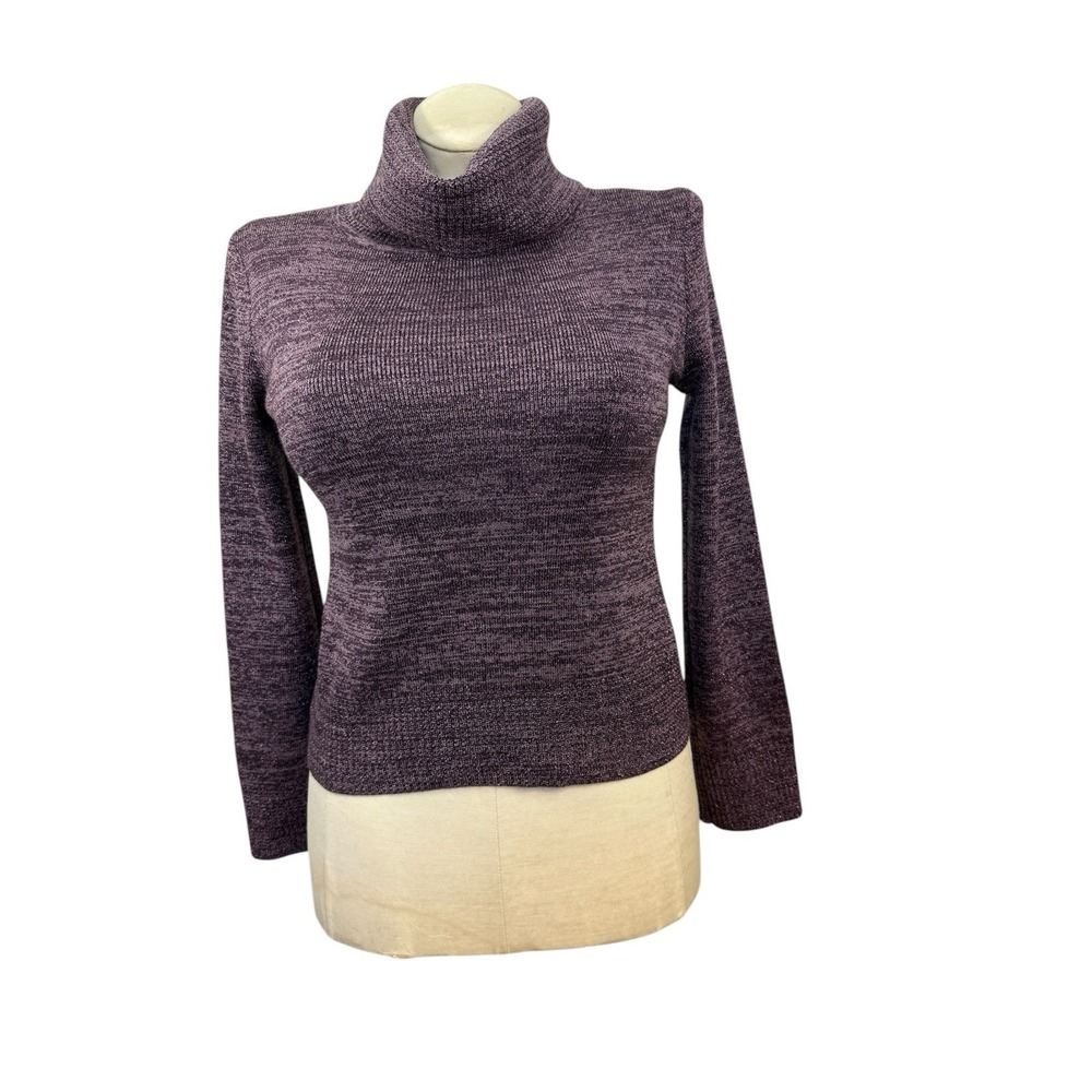 Vtg PS Arte By Joung Ho Jin Purple Metallic Wool Blend Turtleneck Sweater